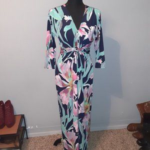 Peach Love California Floral Maxi Dress with Belt